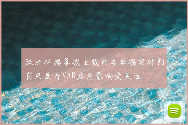 欧洲杯揭幕战主裁判名单确定对判罚尺度与VAR启用影响受关注